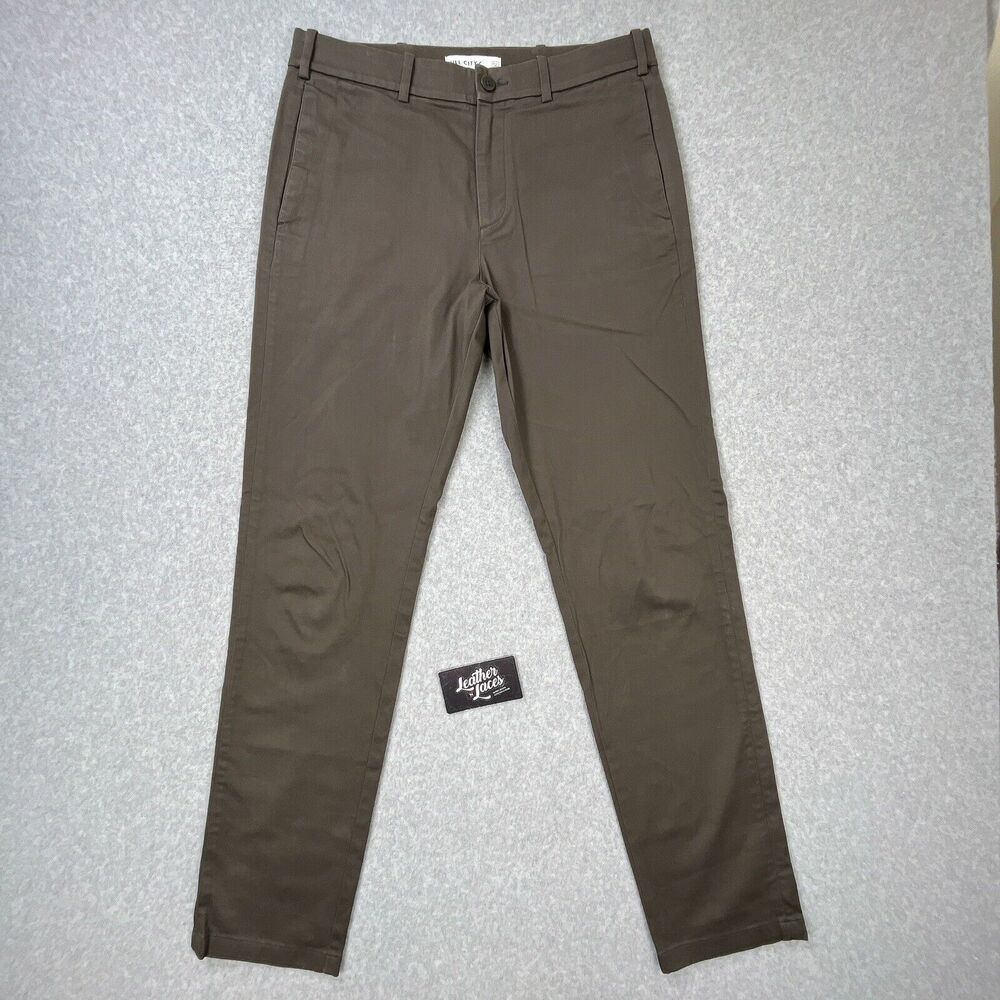 Hill City Pants Mens Size 31 x 32 (31 x 31) Brown Everyday Tech Chino Trousers